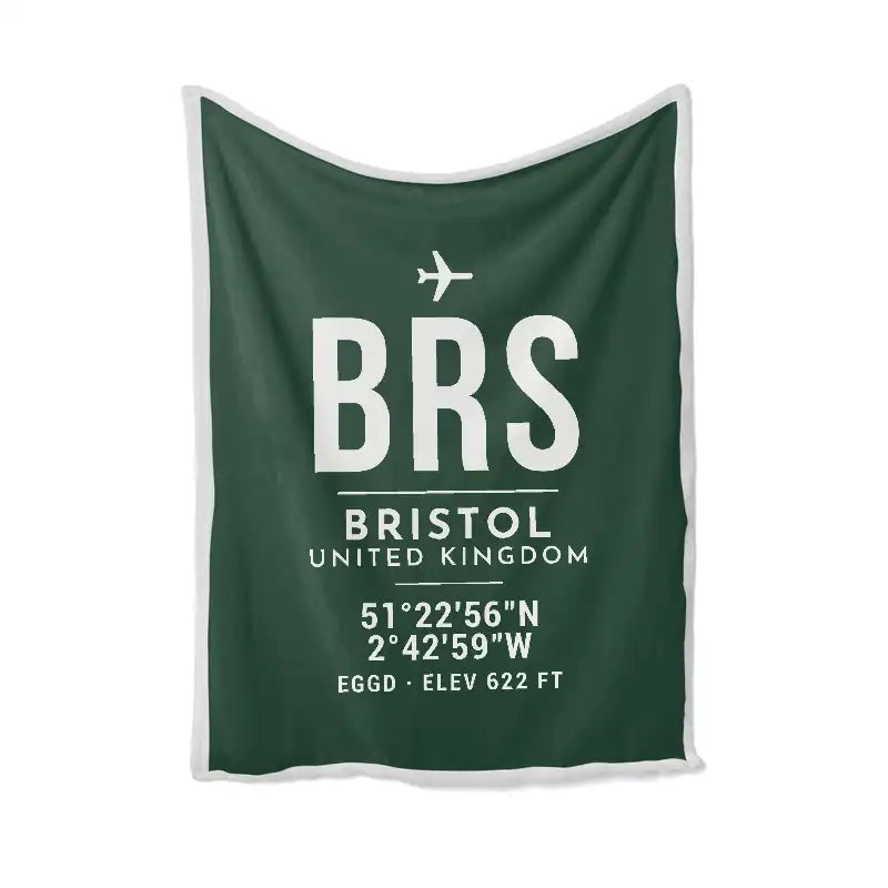 Bristol Airport (BRS) Bedding Sets & Blankets - Blanket - ID Tag - Dark Green