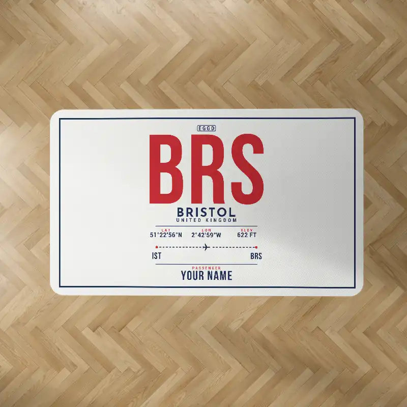 Bristol Airport (BRS) Carpets - Carpet Rectangle - ID Tag + Name - White V2