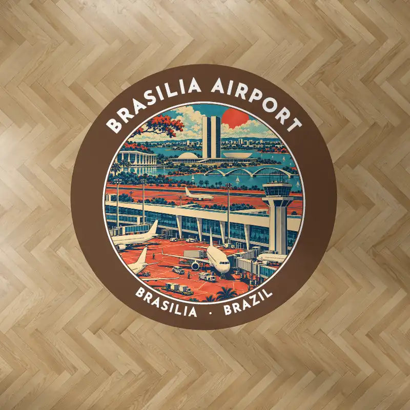 Brasilia - Presidente Juscelino Kubitschek International Airport (BSB) Carpets - Carpet Round - Badge - Brown V2