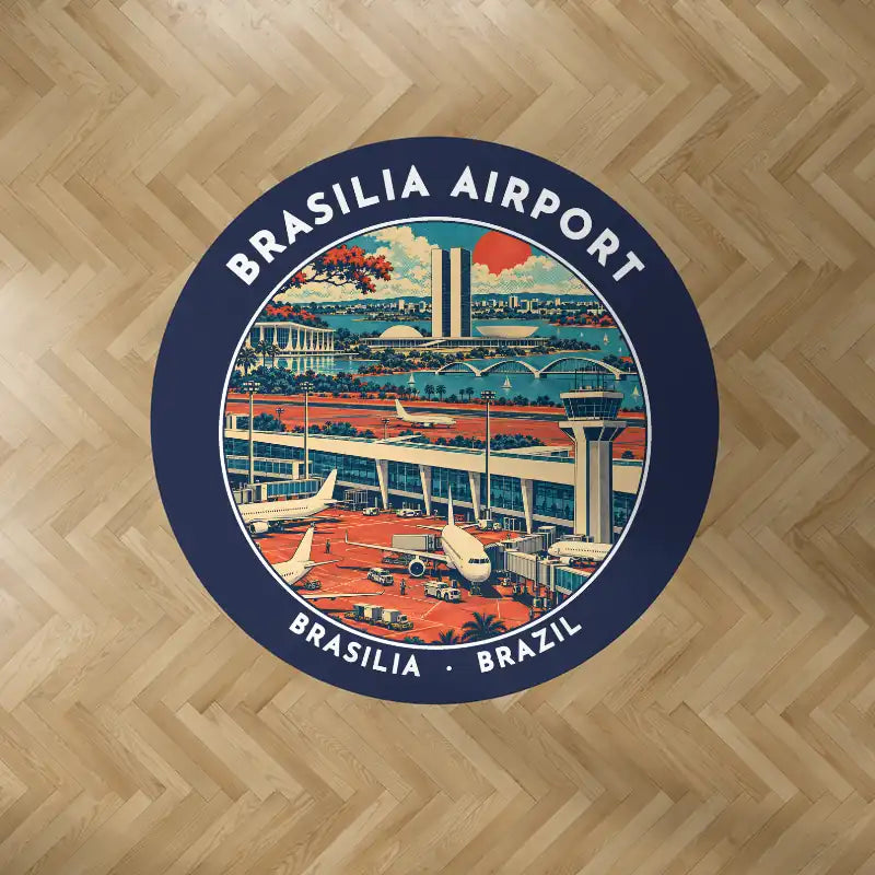 Brasilia - Presidente Juscelino Kubitschek International Airport (BSB) Carpets - Carpet Round - Badge - Dark Blue V2