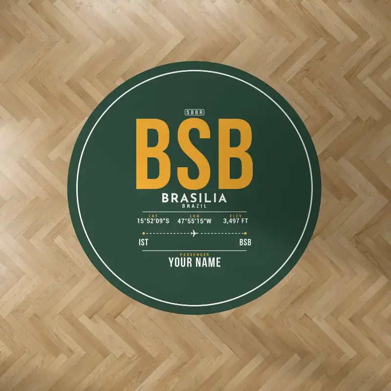 Brasilia - Presidente Juscelino Kubitschek International Airport (BSB) Carpets - Carpet Round - ID Tag + Name - Dark Green V2