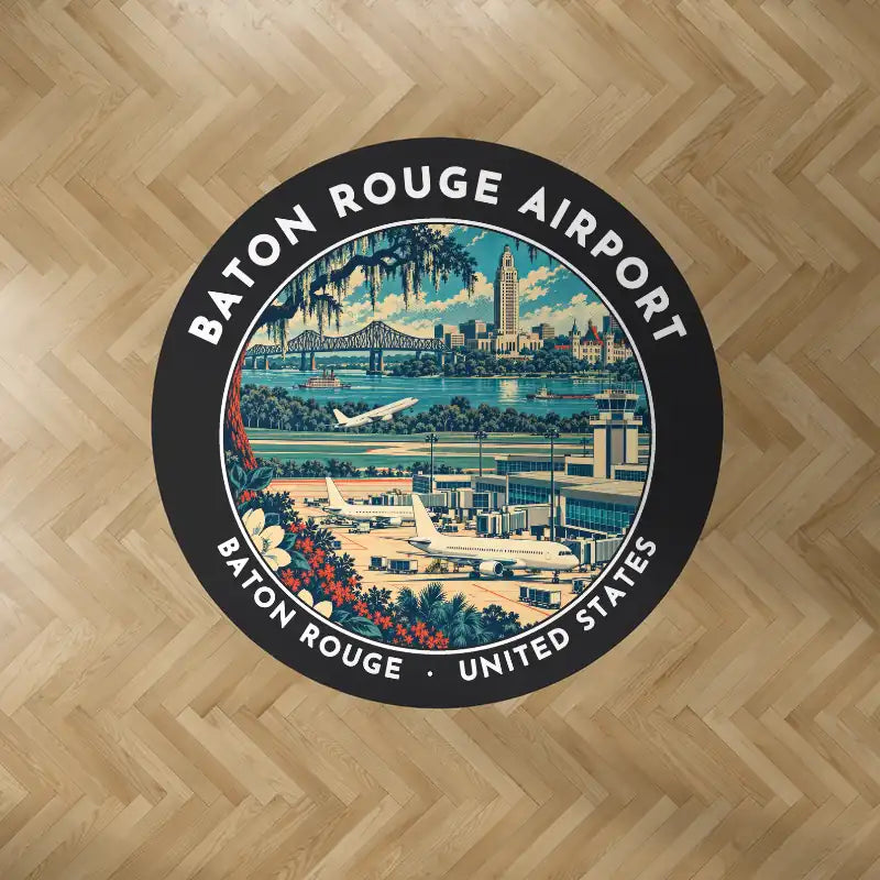 Baton Rouge Metropolitan Airport (BTR) Carpets - Carpet Round - Badge - Black V2