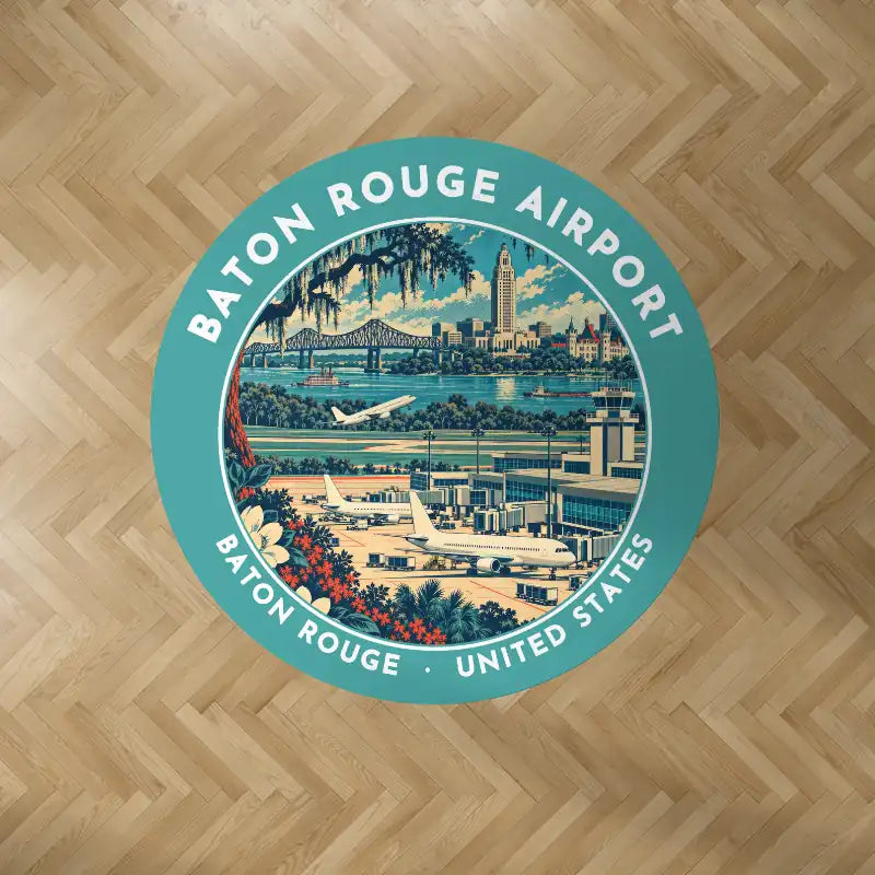 Baton Rouge Metropolitan Airport (BTR) Carpets - Carpet Round - Badge - Turquoise V2