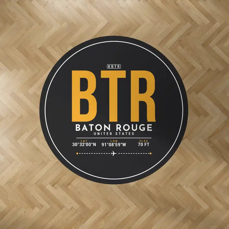 Baton Rouge Metropolitan Airport (BTR) Carpets - Carpet Round - ID Tag - Black V2