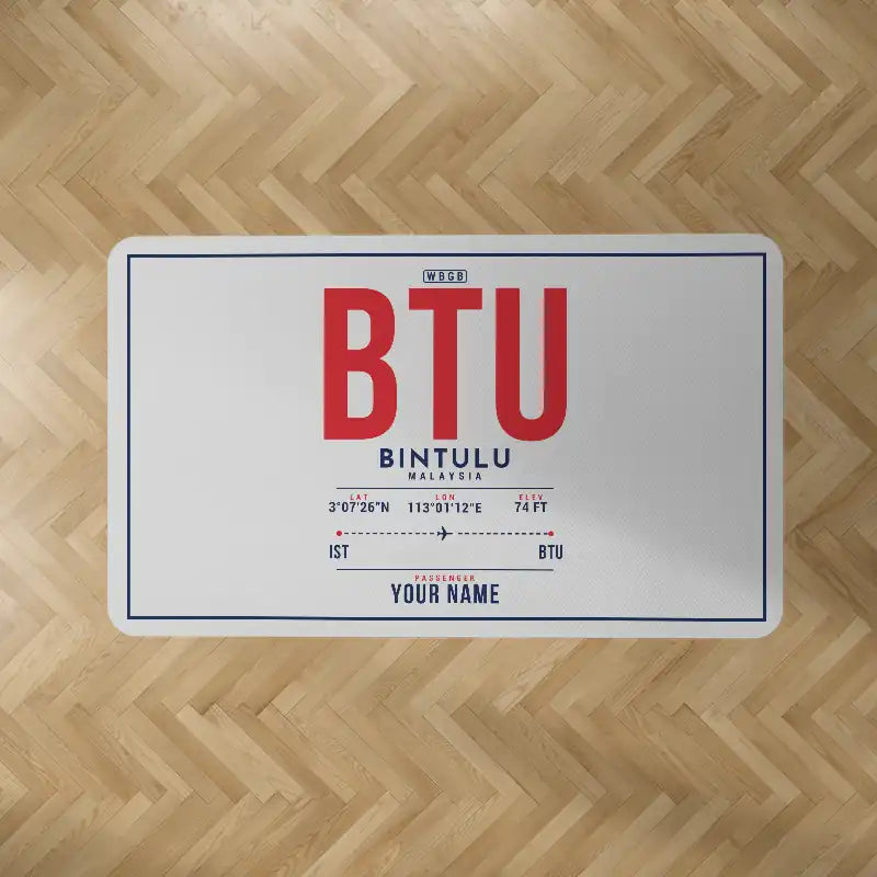 Bintulu Airport (BTU) Carpets - Carpet Rectangle - ID Tag + Name - Light Gray V2