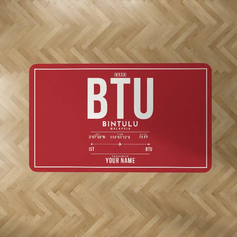 Bintulu Airport (BTU) Carpets - Carpet Rectangle - ID Tag + Name - Red V2