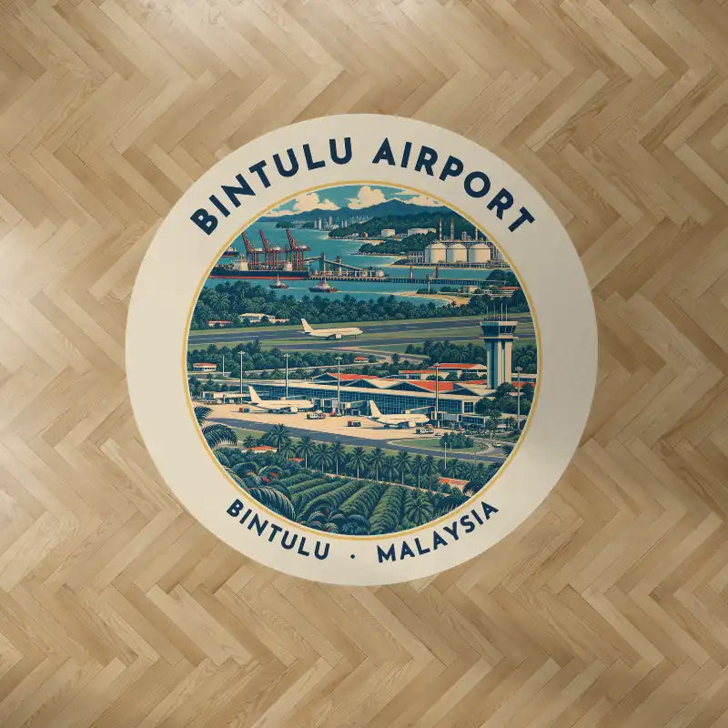 Bintulu Airport (BTU) Carpets - Carpet Round - Badge - Beige V2
