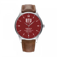 Thumbnail for Bintulu Airport (BTU) Aviator Watches - Classic - Dark Red - Leather Strap - Brown Leather Strap