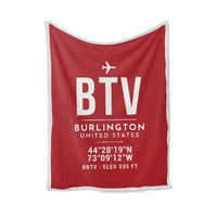 Thumbnail for Patrick Leahy Burlington International Airport (BTV) Bedding Sets & Blankets - Blanket - ID Tag - Red