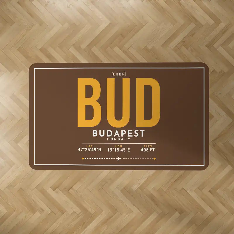 Budapest Ferenc Liszt International Airport (BUD) Carpets - Carpet Rectangle - ID Tag - Brown V2