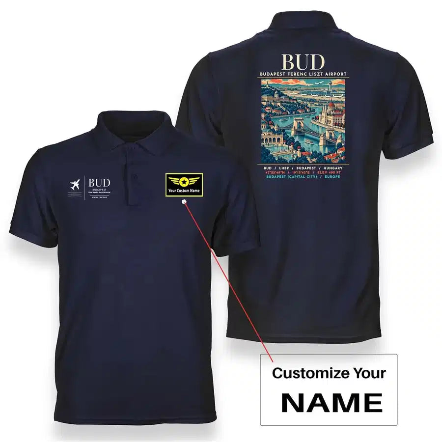 BUD - Poster - Double-Side Polo - Navy Blue + Name