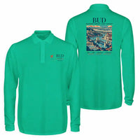 Thumbnail for Budapest Ferenc Liszt International Airport (BUD) Premium Polo T-Shirts - Poster - Long Sleeve - Green