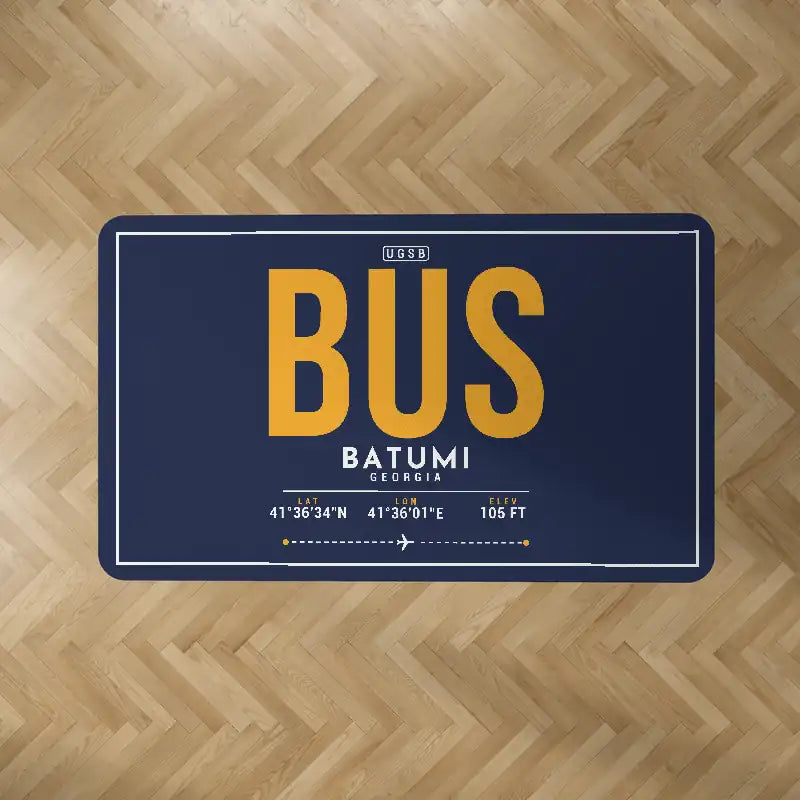 Alexander Kartveli Batumi International Airport (BUS) Carpets - Carpet Rectangle - ID Tag - Dark Blue