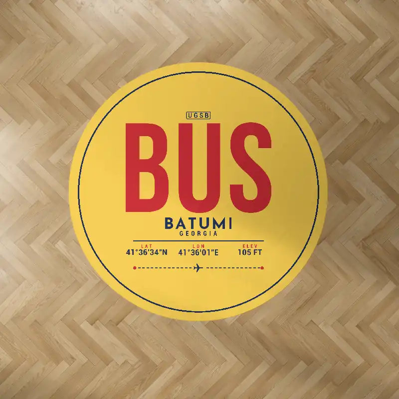 Alexander Kartveli Batumi International Airport (BUS) Carpets - Carpet Round - ID Tag - Yellow