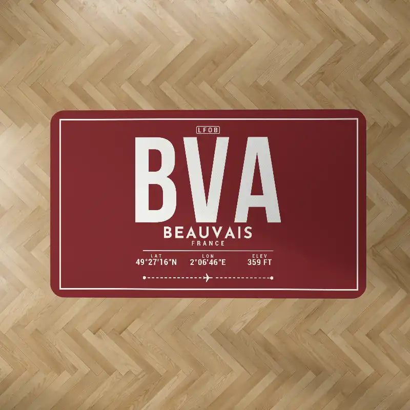 Paris Beauvais Airport (BVA) Carpets - Carpet Rectangle - ID Tag - Dark Red V2