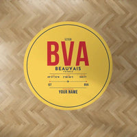 Thumbnail for Paris Beauvais Airport (BVA) Carpets - Carpet Round - ID Tag + Name - Yellow V2