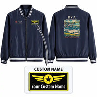 Thumbnail for Paris Beauvais Airport (BVA) Stylish Jackets - Baseball Collar - Poster + Name - Navy Blue