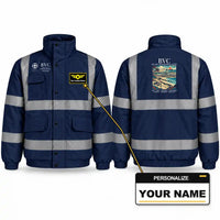 Thumbnail for Boa Vista Aristides Pereira International Airport (BVC) Reflective Winter Jackets - Poster + Name - Navy Blue