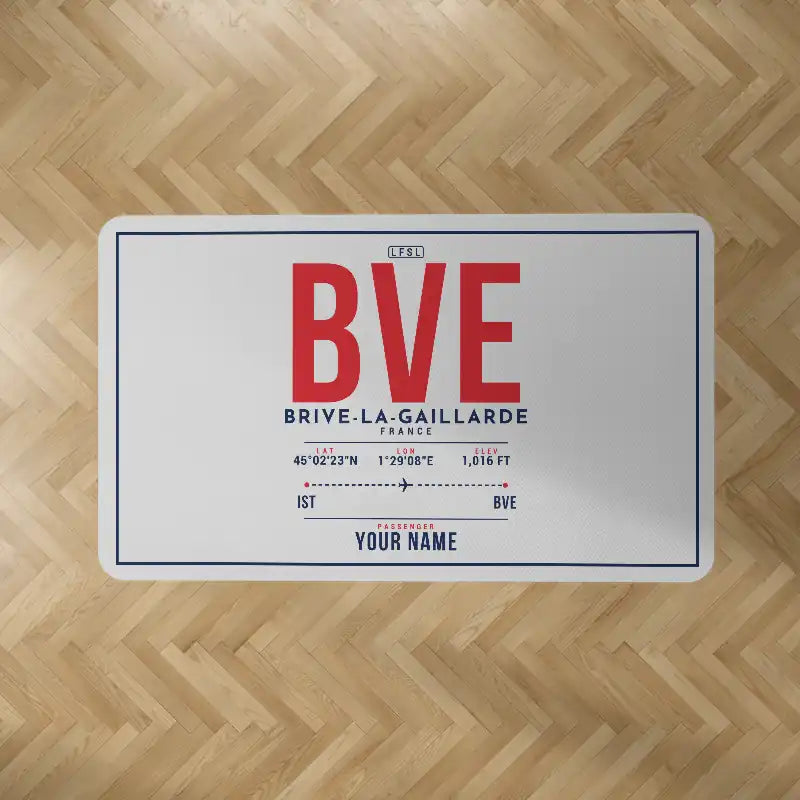 Brive–Souillac Airport (BVE) Carpets - Carpet Rectangle - ID Tag + Name - Light Gray V2