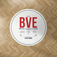 Thumbnail for Brive–Souillac Airport (BVE) Carpets - Carpet Round - ID Tag + Name - White V2