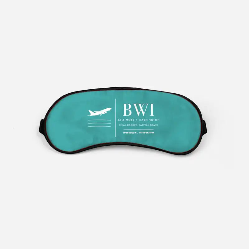 Baltimore-Washington International Thurgood Marshall Airport (BWI) Sleep Masks - Sleep Mask - Front - Turquoise