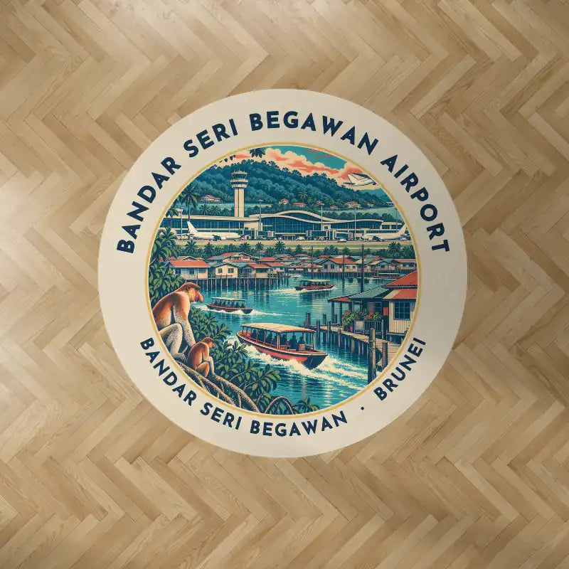 Brunei International Airport Bandar Seri Begawan (BWN) Carpets - Carpet Round - Badge - Beige V2