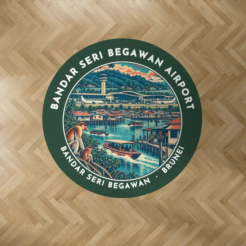 Brunei International Airport Bandar Seri Begawan (BWN) Carpets - Carpet Round - Badge - Dark Green V2