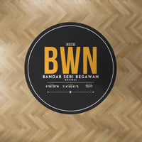 Thumbnail for Brunei International Airport Bandar Seri Begawan (BWN) Carpets - Carpet Round - ID Tag - Black V2