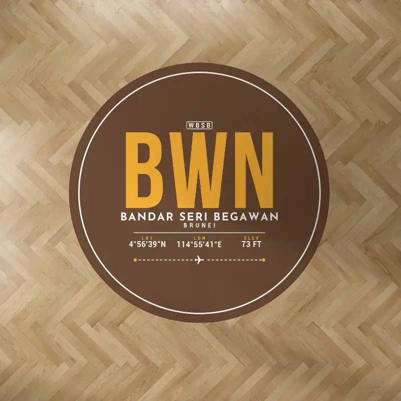 Brunei International Airport Bandar Seri Begawan (BWN) Carpets - Carpet Round - ID Tag - Brown V2