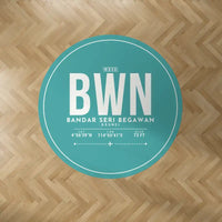 Thumbnail for Brunei International Airport Bandar Seri Begawan (BWN) Carpets - Carpet Round - ID Tag - Turquoise V2