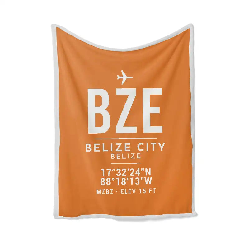Philip S. W. Goldson International Airport (BZE) Bedding Sets & Blankets - Blanket - ID Tag - Orange