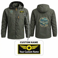 Thumbnail for Bozeman Yellowstone International Airport (BZN) Stylish Jackets - Hooded Windbreaker - Badge + Name - Olive Green