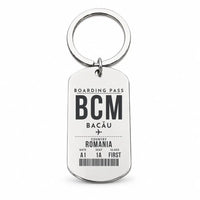 Thumbnail for Bacău International Airport BCM - Key Chain - Boarding Pass Style - Silver