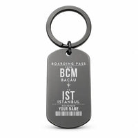 Thumbnail for Bacău International Airport BCM - Key Chain - Customizable Boarding Pass - Black
