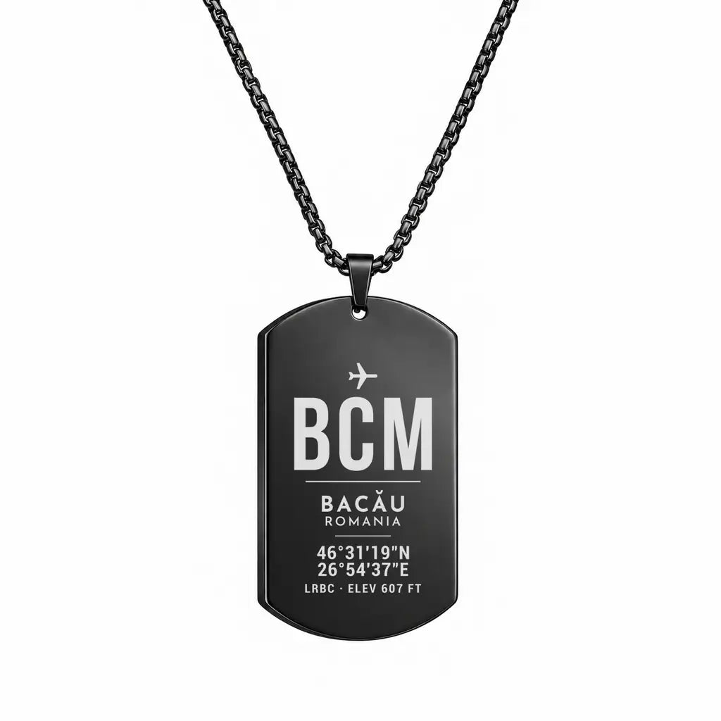 Bacău International Airport BCM - Necklace - Original Design - Black