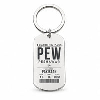 Thumbnail for Bacha Khan International Airport PEW - Key Chain - Boarding Pass Style - Silver