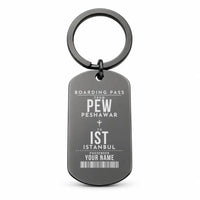 Thumbnail for Bacha Khan International Airport PEW - Key Chain - Customizable Boarding Pass - Black