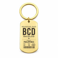 Thumbnail for Bacolod-Silay International Airport BCD - Key Chain - Boarding Pass Style - Gold