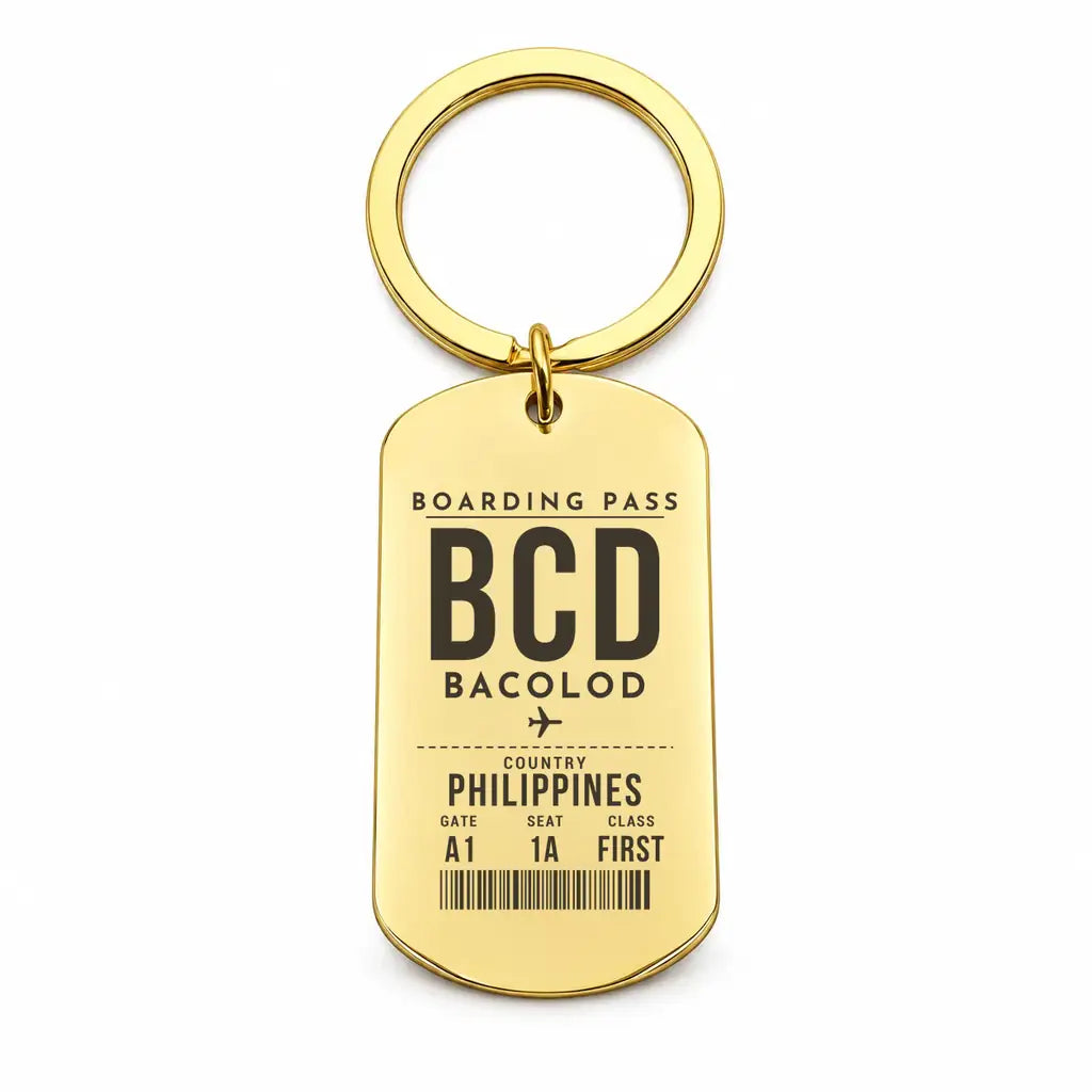 Bacolod-Silay International Airport BCD - Key Chain - Boarding Pass Style - Gold