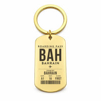 Thumbnail for Bahrain International Airport BAH - Island Pearl Current - Key Chain - Boarding Pass Style - Gold