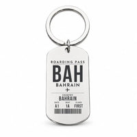 Thumbnail for Bahrain International Airport BAH - Island Pearl Current - Key Chain - Boarding Pass Style - Silver