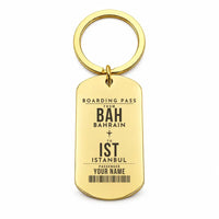Thumbnail for Bahrain International Airport BAH - Island Pearl Current - Key Chain - Customizable Boarding Pass - Gold