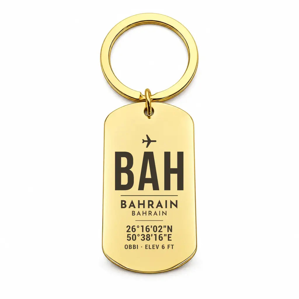 Bahrain International Airport BAH - Island Pearl Current - Key Chain - Original Design - Gold