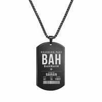 Thumbnail for Bahrain International Airport BAH - Island Pearl Current - Necklace - Boarding Pass Style - Black