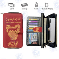 Thumbnail for Bahrain Passport Designed Leather Long Zipper Wallets