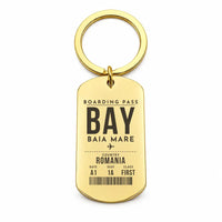 Thumbnail for Baia Mare Airport BAY - Key Chain - Boarding Pass Style - Gold