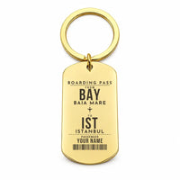 Thumbnail for Baia Mare Airport BAY - Key Chain - Customizable Boarding Pass - Gold