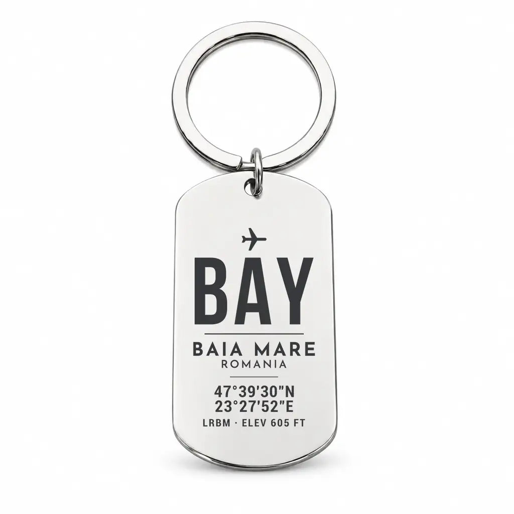 Baia Mare Airport BAY - Key Chain - Original Design - Silver
