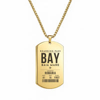 Thumbnail for Baia Mare Airport BAY - Necklace - Boarding Pass Style - Gold