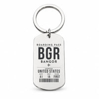 Thumbnail for Bangor International Airport BGR - Key Chain - Boarding Pass Style - Silver
